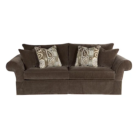 Traditional Two Seater Skirted Sofa with Rolled Arms